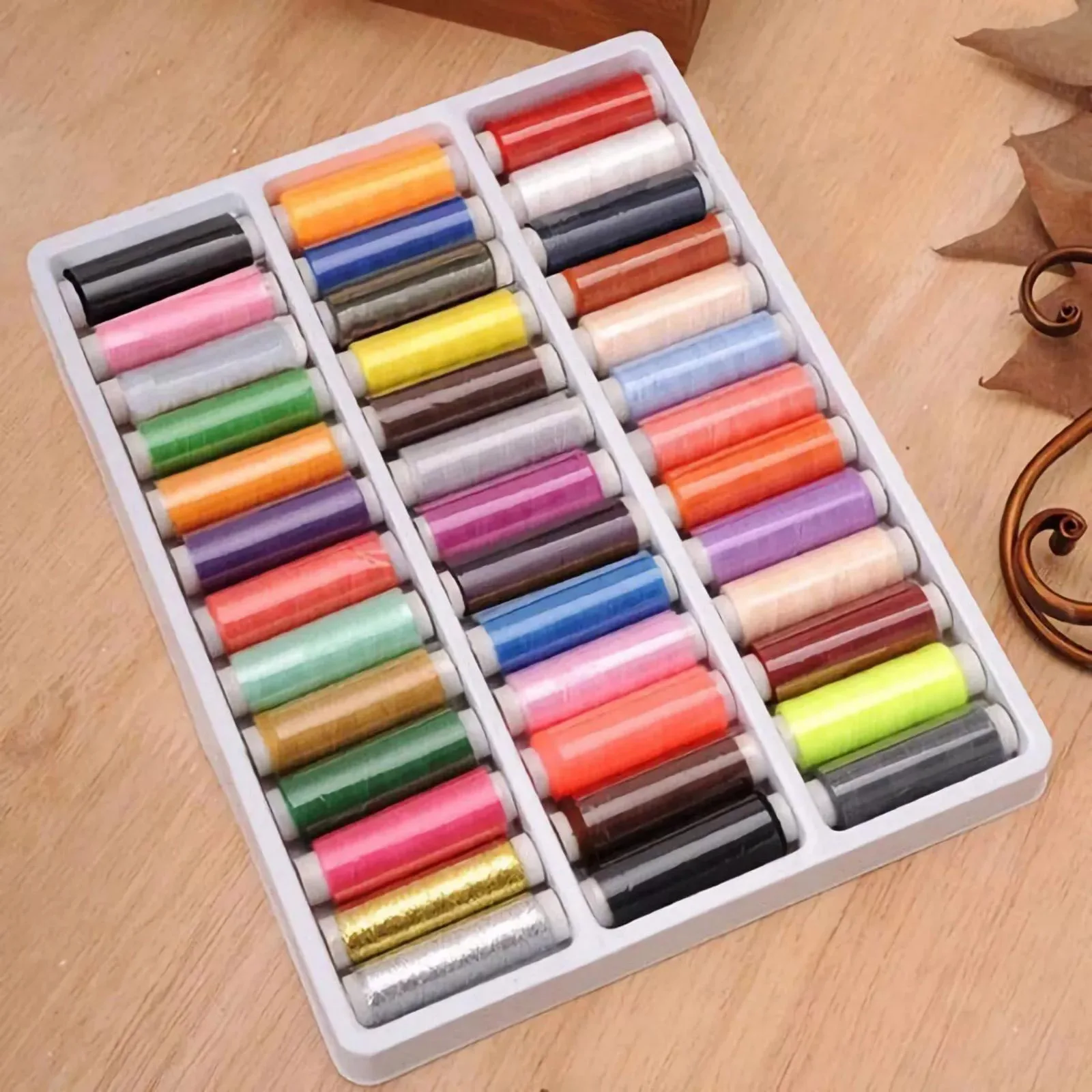 39Pcs/Set Mixed Color Sewing Thread Polyester Sewing Thread Roll Machine Hand Embroidery 250 Yard Each Spool For Home Sewing Kit