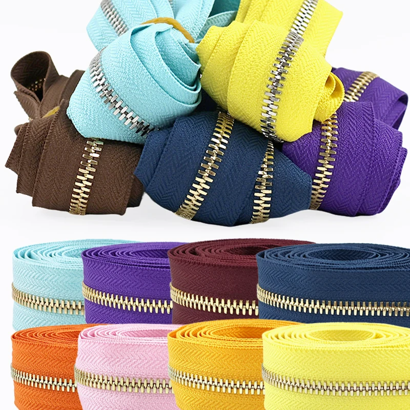 

3/5Y Meetee 5# Metal Zipper for Sewing Closure Zip Clothes Zips Tape Coat Two Way Open-end Zip Repair Kits DIY Bag Accessories