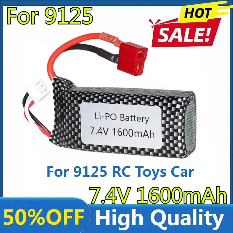 

New High Quality 7.4V 1600mAh Lipo Battery for XINLEHONG 9125 144001 RC Toys Car Spare Parts 2S 7.4V Batteries for 9125