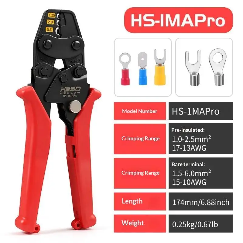 Ratchet Crimping Plier Non Insulated Terminal Crimper High Hardness Wire Crimp Tool For Electrical Wiring Repair