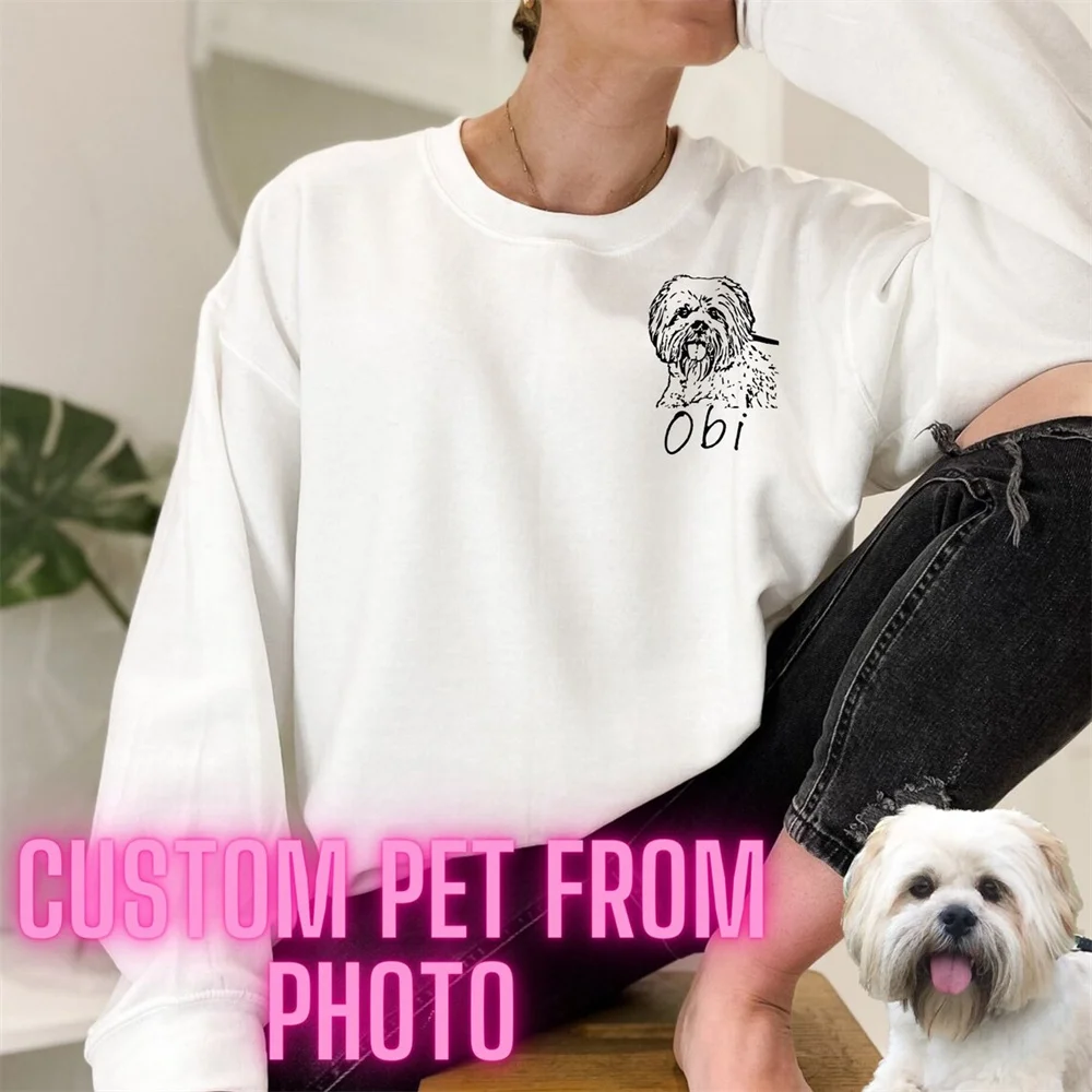 

Custom Pet Sweater Using Pet Photo + Name Custom Dog Portrait Sweater Personalized Dog Pullover Dog Sweatshirt Dog Mom Gift Cust