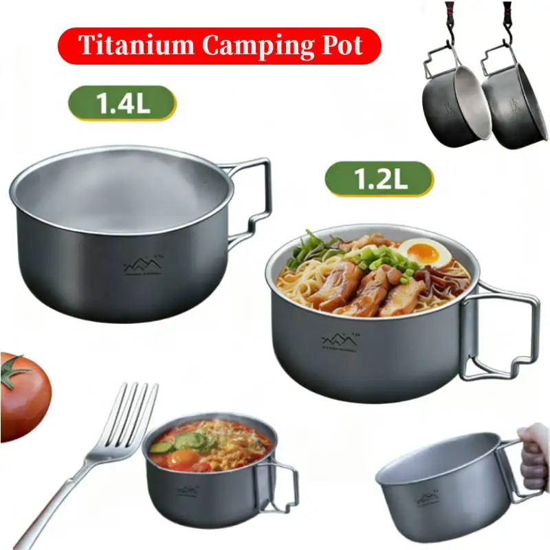 

Складная походная посуда 1.2 л/1.4 л: котелки с ручкой из нержавеющей стали для кемпинга, походов и барбекю