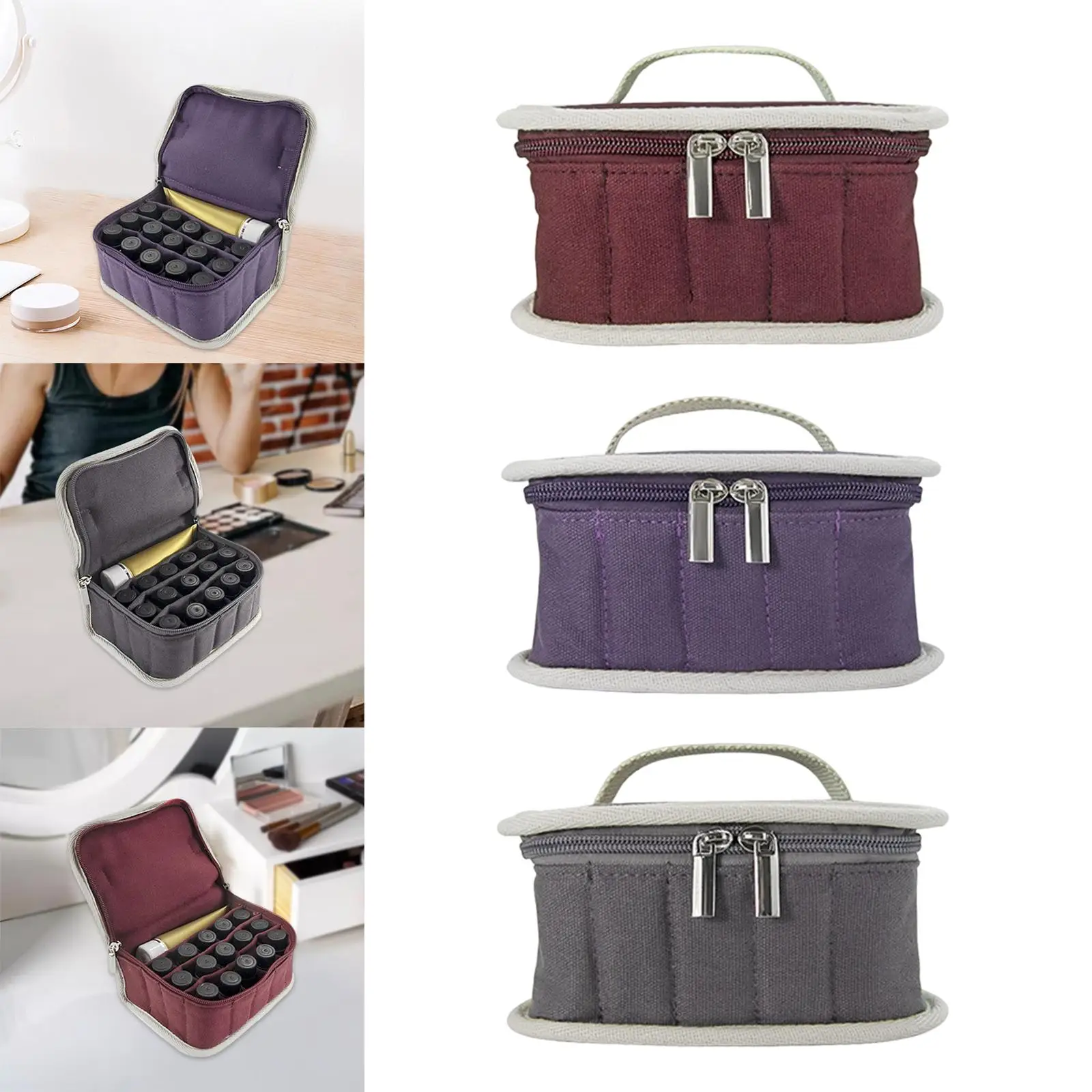 Organizador de esmalte de uñas, estuche de transporte multiusos de 16 rejillas para lápices labiales