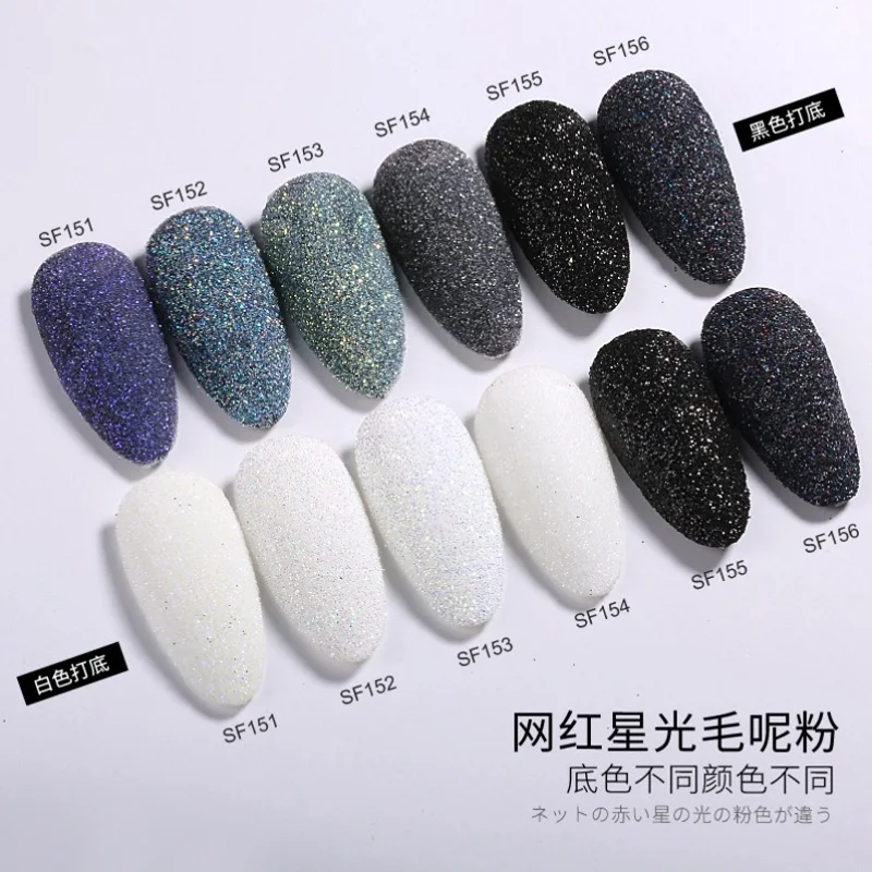 6 colori nero bianco Nail Art zucchero in polvere 3g cromo lucido Glitter pigmento polvere colorato caramelle cappotto effetto unghie fai da te Glitter * &