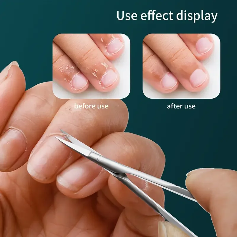 1 szt. Profesjonalny przyrząd do usuwania martwego naskórka ze stali nierdzewnej, nożyczki do brwi, trwałe, zakrzywione, z krzyżowym ostrzem, narzędzia do pielęgnacji paznokci i upiększania.