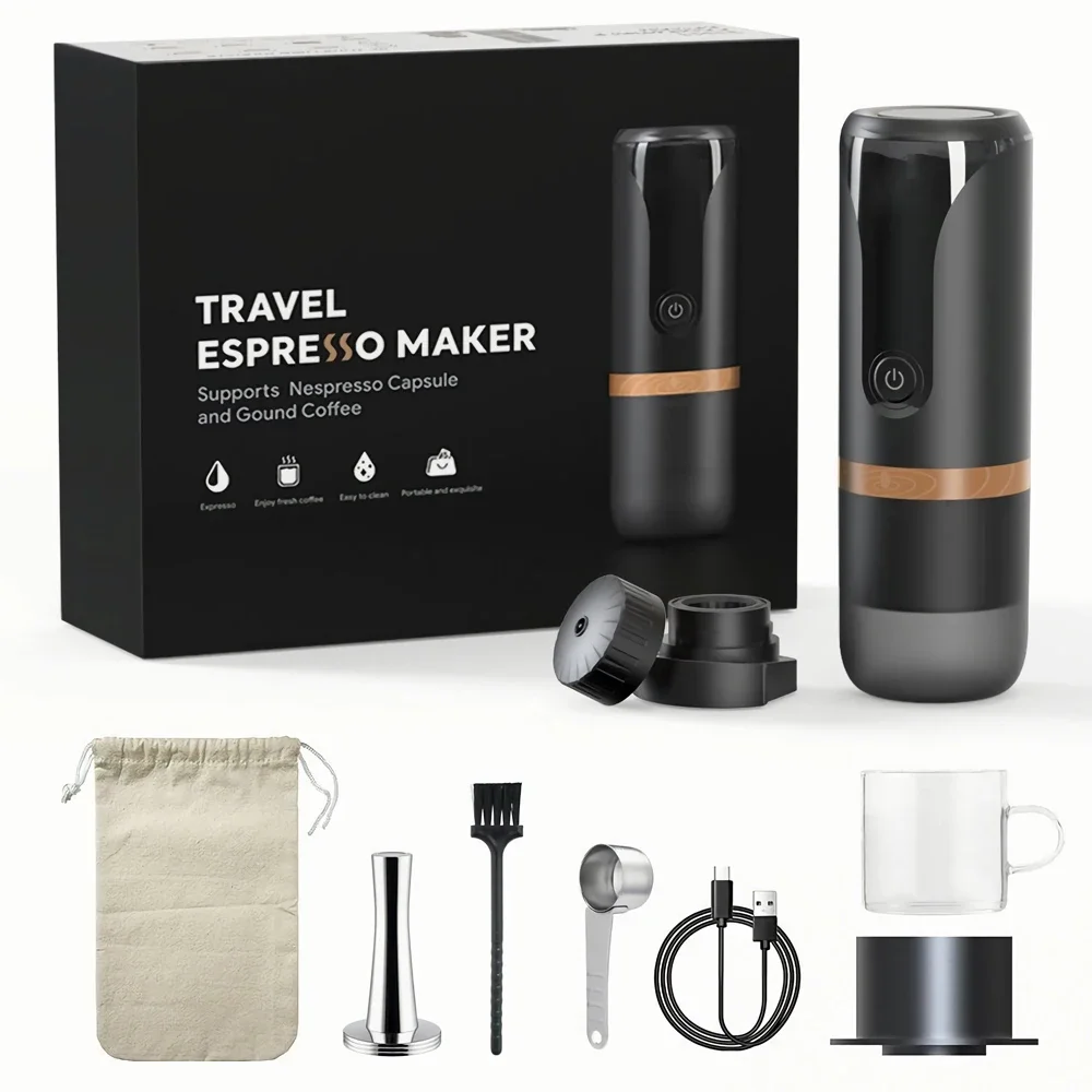 

Portable Coffee Machine for Car Expresso Maker Nespresso Dolcegusto Capsule Espresso Machine Coffee Powder for Travel and Picnic