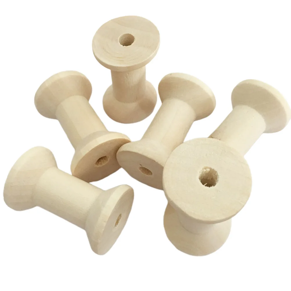 

10Pcs Wood Spools Unfinished Natural Wooden Craft Spools for DIY Painting Staining Decorating Thread String Winding Storage