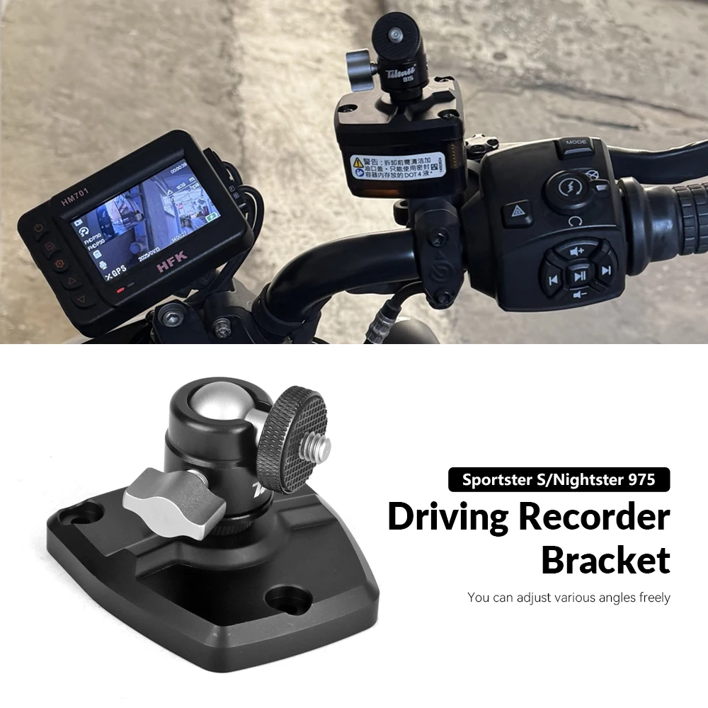 

New Motorcycle Accessories Handlebar Camera Mount Holder Driving recorder bracket For Sportster S RH1250 Nightster 975 RH975