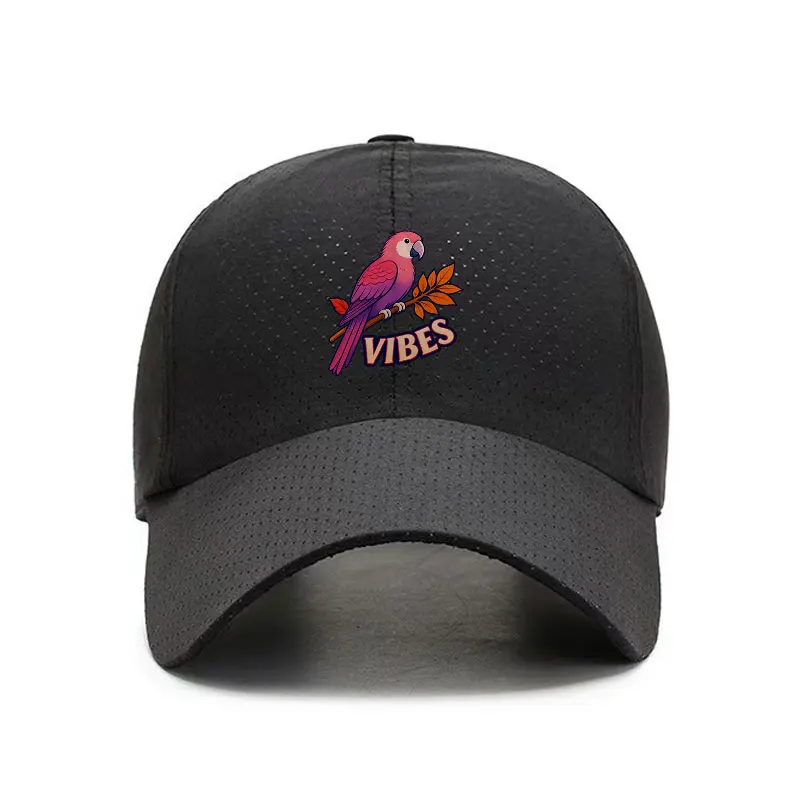 Pink Parrot Vibes Quick Dry Breathable Baseball Cap Unisex Outdoor Sports Hat
