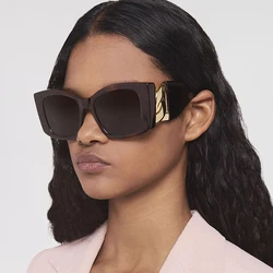 Y2K Luxury Brand Designer Oversized Square Sunglasses Women For Men Vintage Punk Elegant Sun Glasses Big Frame Twist Chain Shade
