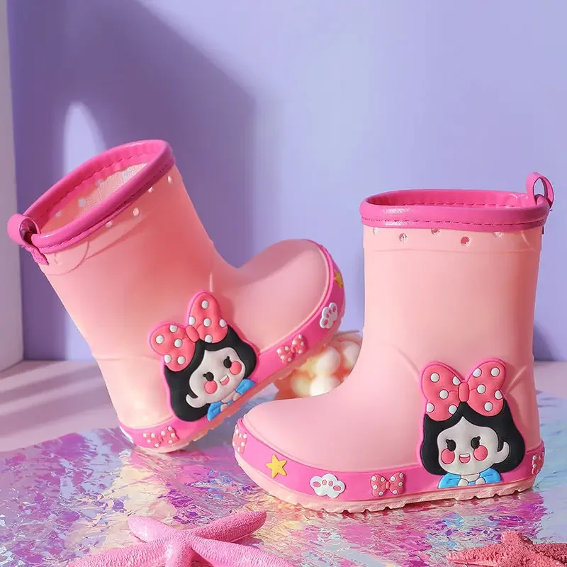 Disney Princess Snow White scarpe da pioggia per bambini per ragazze scarpe impermeabili carine antiscivolo per comode scarpe da pioggia per ragazze