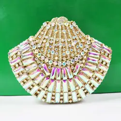 Elegance Diamond Luxury Party Purse Sector Women Handbags Gold Silver Chain Metal Evening Bags Day Clutches sm255