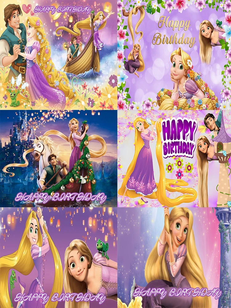 NEW Disney Rapunzel Theme Birthday Party Photography Decoration Background Custom Props Baby Shower Girl Kid Gift