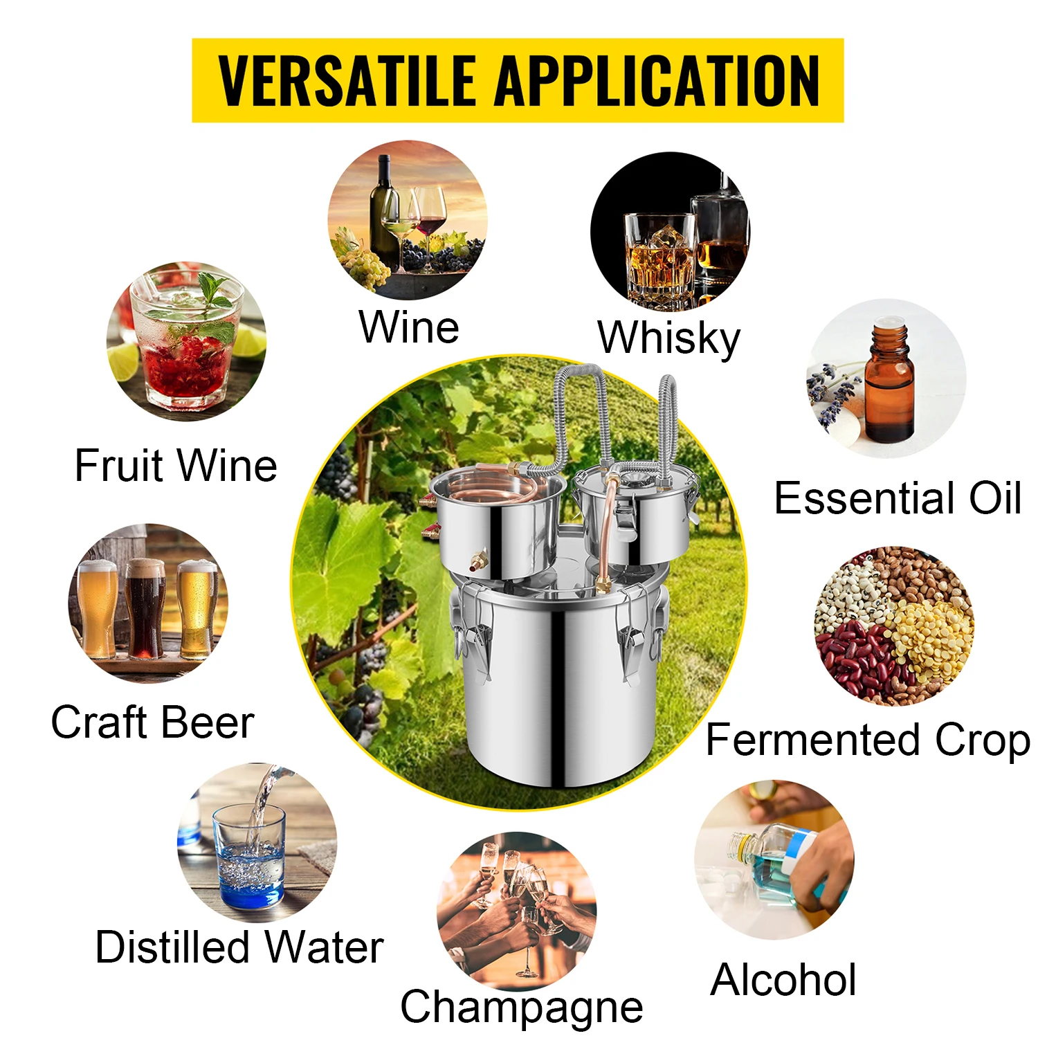 VEVOR 12L 20L 30L Rượu Chưng Cất Máy Bia Sản Xuất Bia Thiết Bị Tự Làm Rượu Vang Moonshine Bộ Máy Đựng Bộ Thiết Bị Gia Dụng