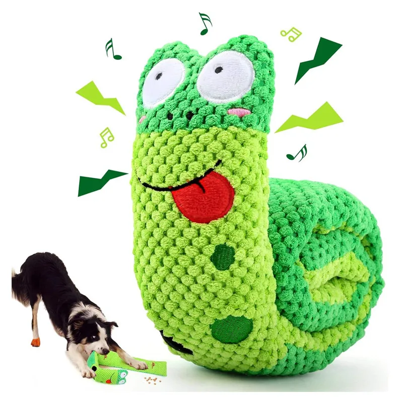 

Dog Puzzle Feeder Interactive Toy Indestructible Plush Sound Squeak Puppy Toys For Resistant Foldable Snail Dogs Pet Supplies