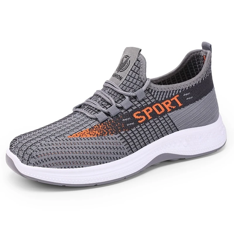 

Men's Sports Sneakers Casual Loose Flats Shoes Lace-up Hollow Woven Mesh Running Shoes Soft Breathable Fashionable Sneaker