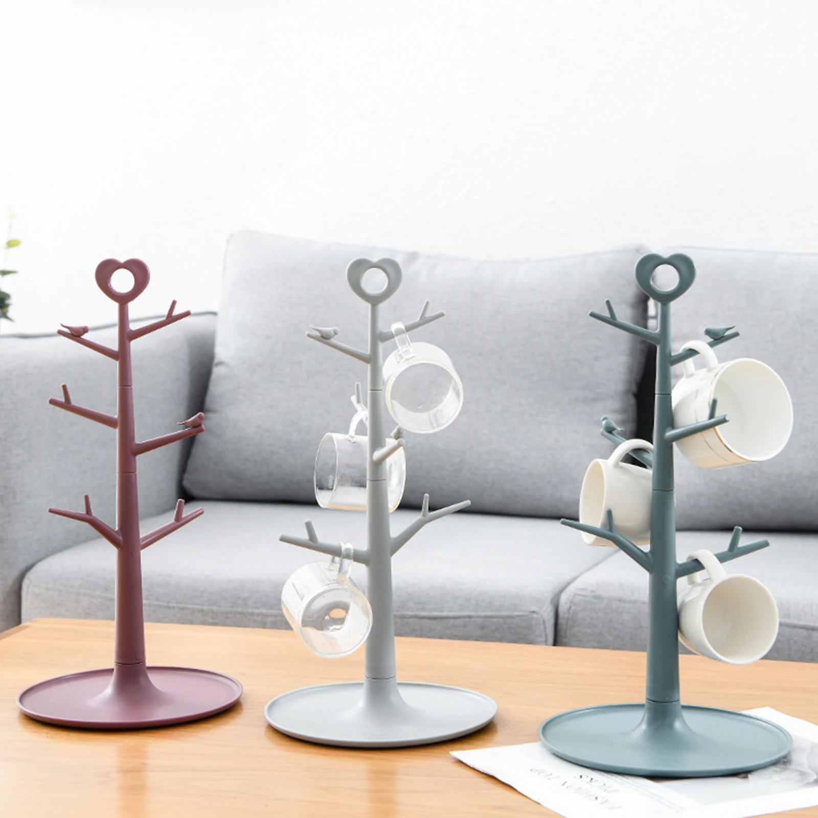 Home Storage Tree-shaped Mug Holder Coffee Cup Drain Rack Plastic Portable PP Detachable Kitchen Shelf