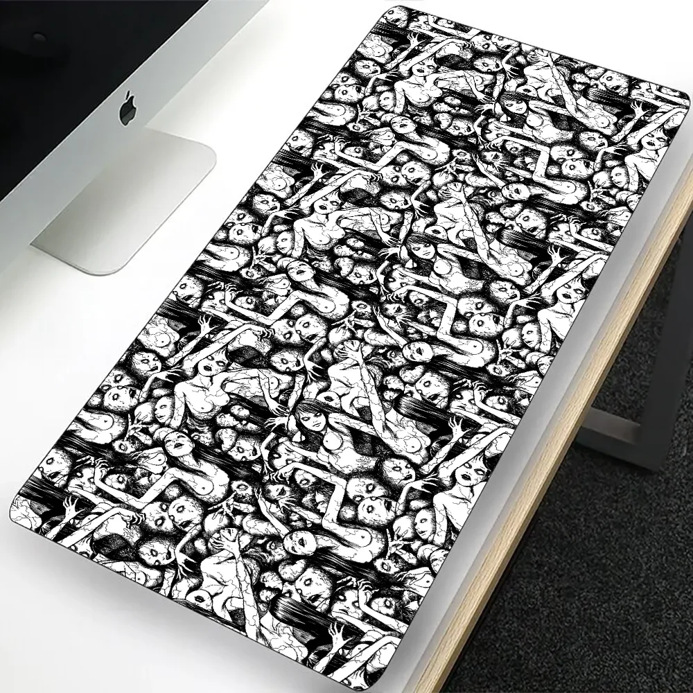 Junji Ito-Grand tapis de souris de jeu d'horreur, sous-souris d'ordinateur, PC Gamer, ordinateur portable, bureau, clavier, polymères, tapis de bureau