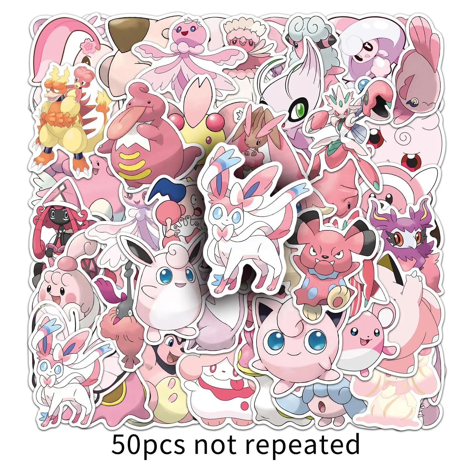 10/50PCS Cute Pink Pokemon Anime Graffiti Stickers Hot Animation Cartoon Decal Notebook Phone Guitar Skateboard Helmet Kid Toys