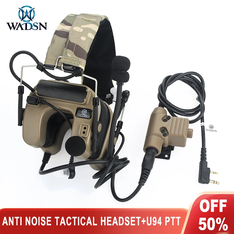 WADSN Airsoft Comtact IV Tactical Headset caccia tiro auricolare militare Anti rumore comunicazione cuffie U94 kenwood PTT