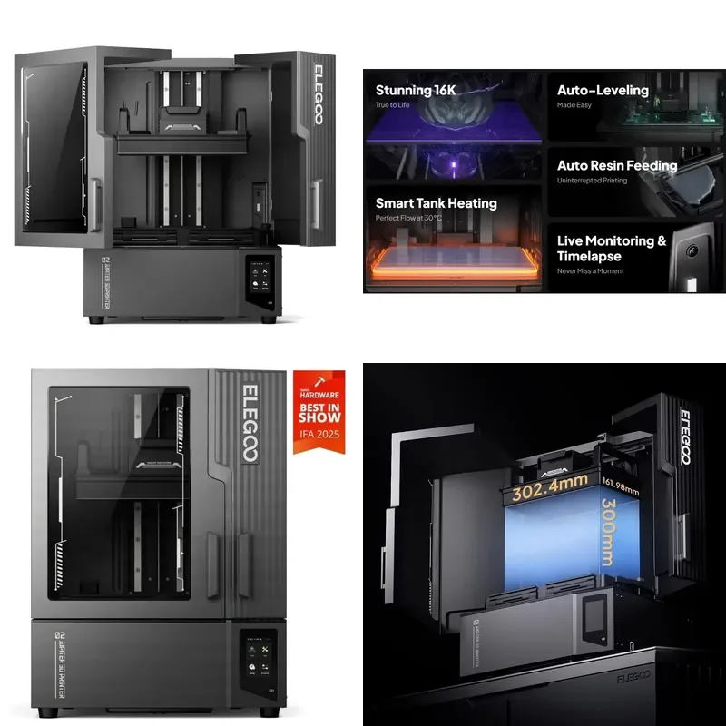 for Elegoo Jupiter 2 16K Large Resin 3D Printer 302x162x300mm Build Volume High Speed Industrial Grade LCD SLA Printing
