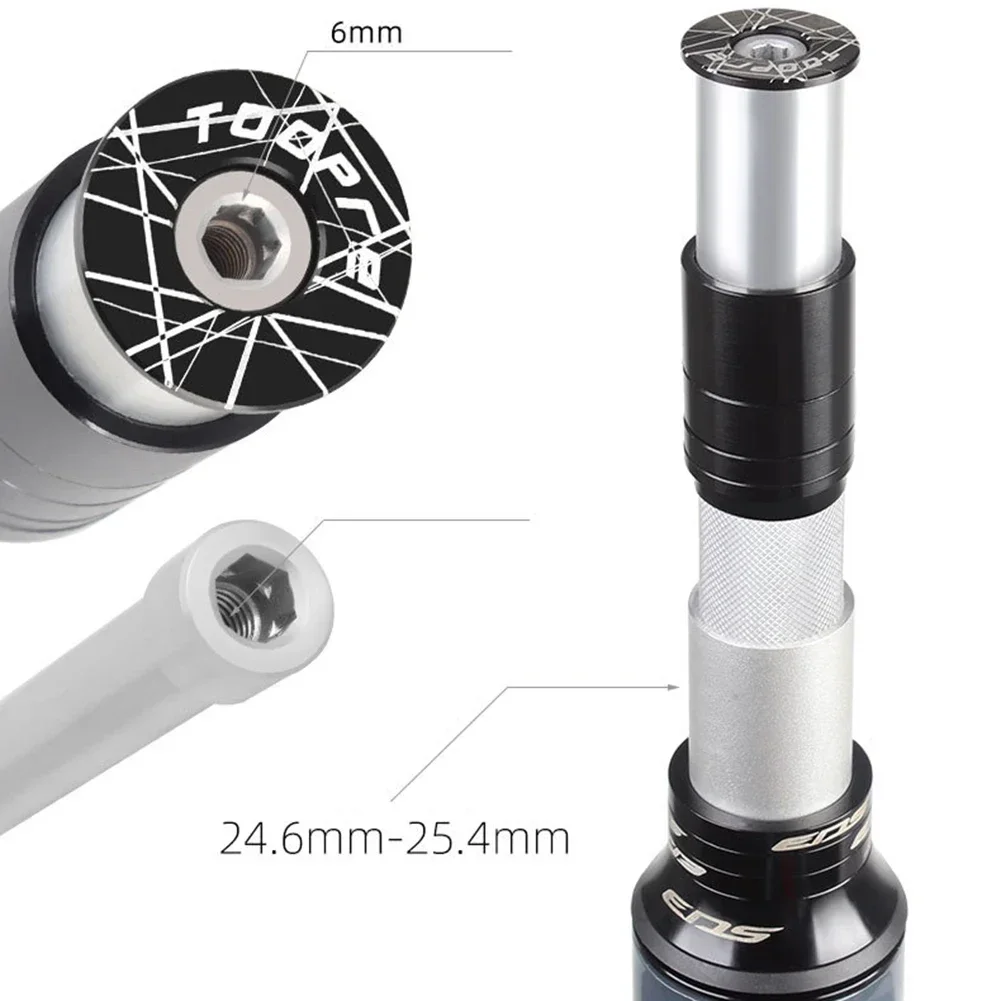 Bicycle Hidden Stem Increaser Bike Fork Stem Riser Bicycle Fork Extender Aluminum Alloy 24.6mm-25.4mm Front Fork Head Tube