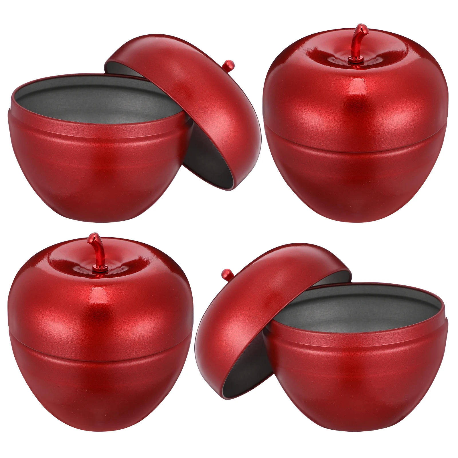 

4Pcs Candy Cans Apple Shape Sealed Storage Jars Multi-Function Tea Holder Household Kitchen Decoration Tea Jar