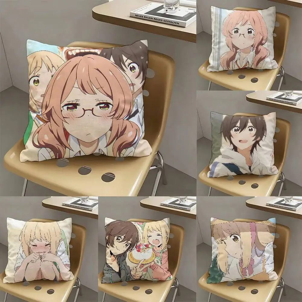 Kase-san And Morning Glories Pillow Case Fashion Square Pillowcase Bedroom Sofa Room Ins Decoration Leisure