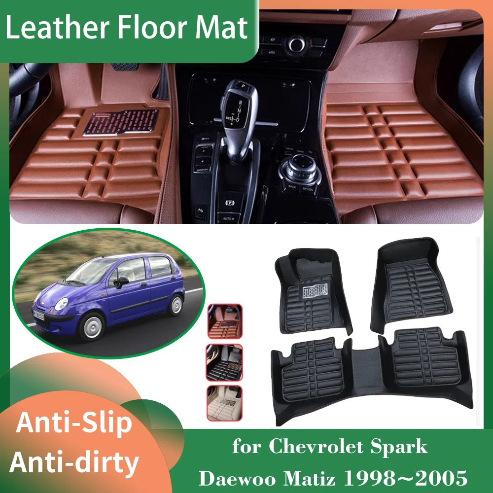 

Car Leather Floor Mat for Chevrolet Spark Daewoo Matiz M100 M150 1998~2005 Foot Liner Waterproof Carpet Pad Custom Accessories