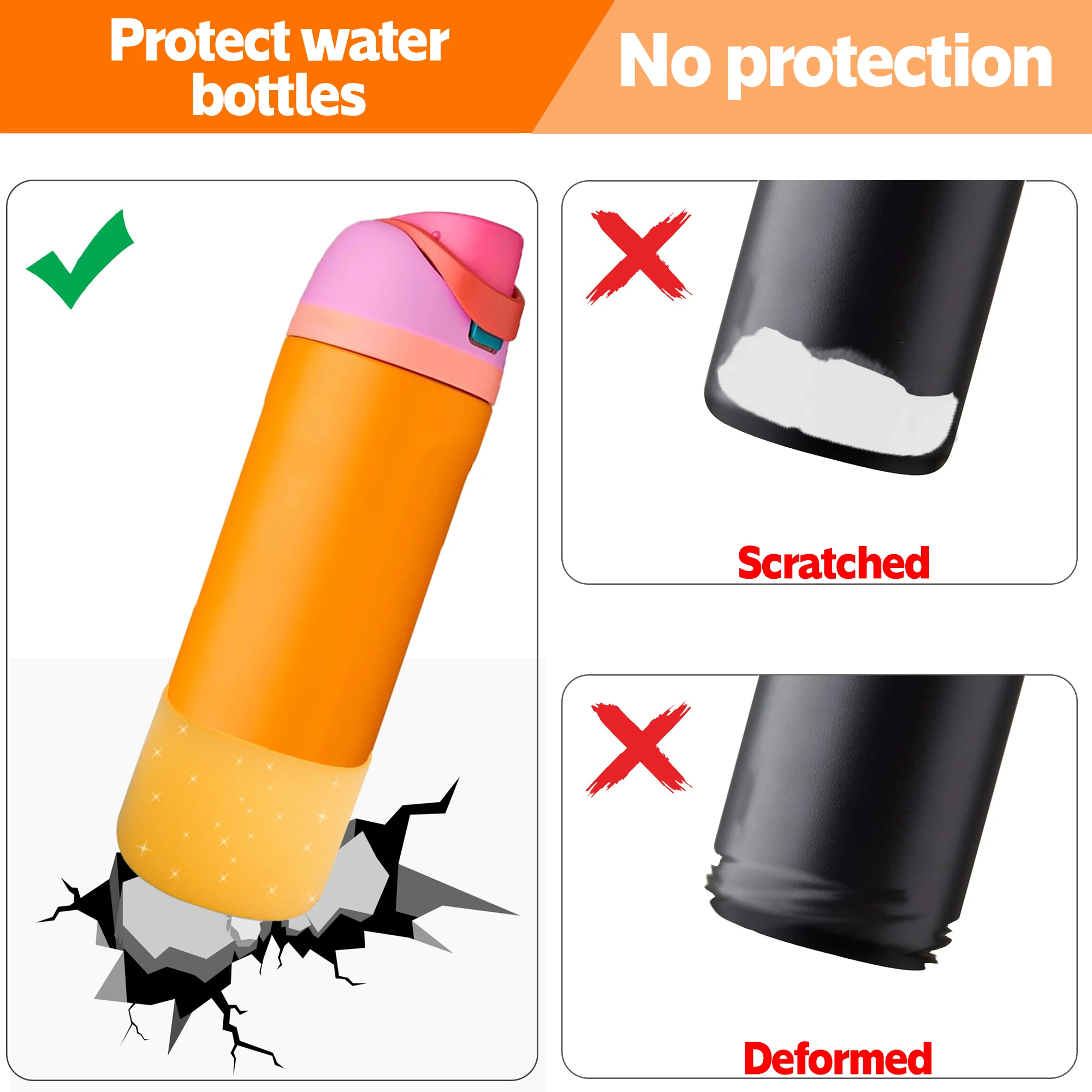 Silicone Water Bottle For Owala 24oz 32oz 40oz Anti-Slip Protective Sleeve Bottom Bumper Protective Bottom Bumper Protector