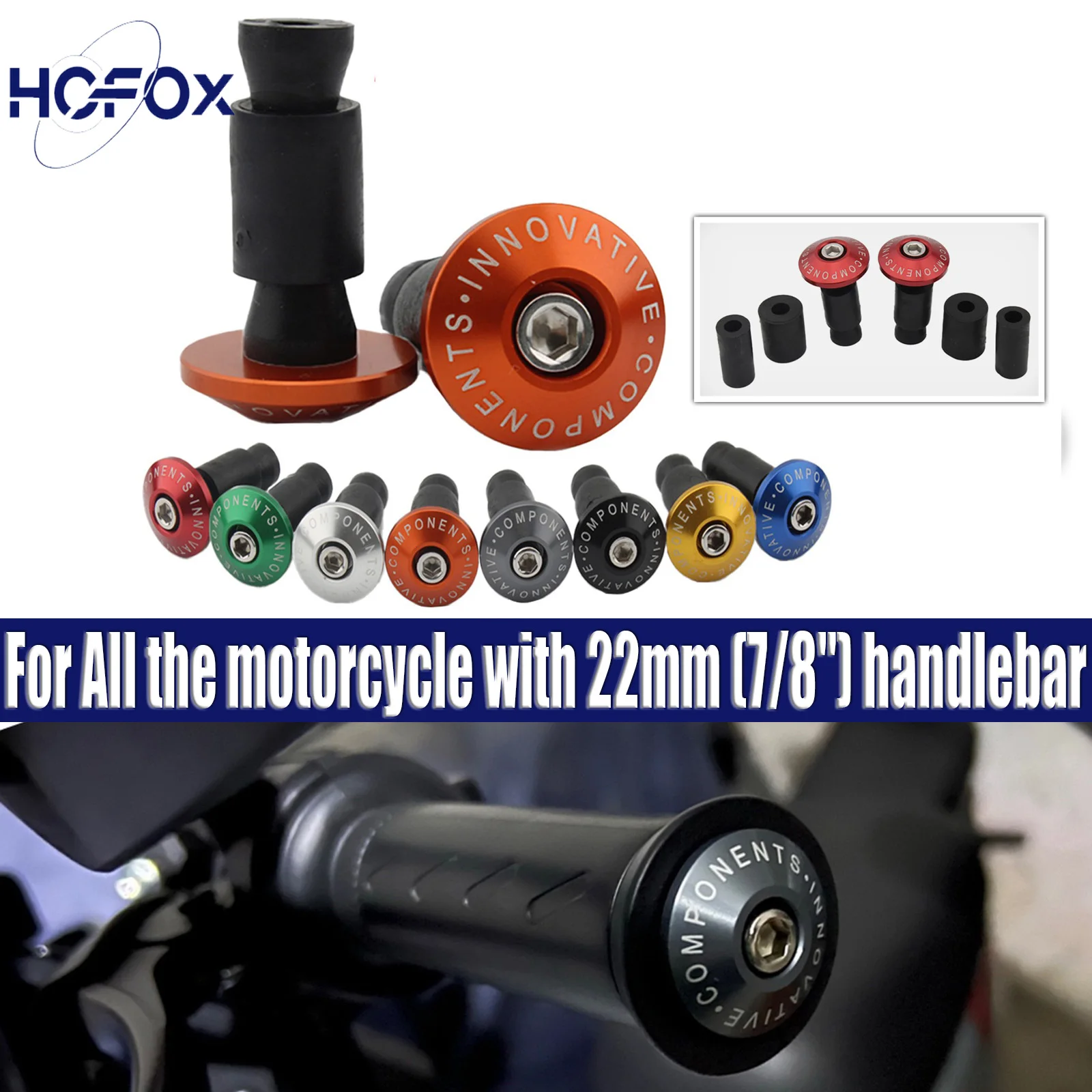 

For All the motorcycle with 22mm (7/8") handlebar Motorcycle Handle Bar End Cap Anti Vibration Silder Plug