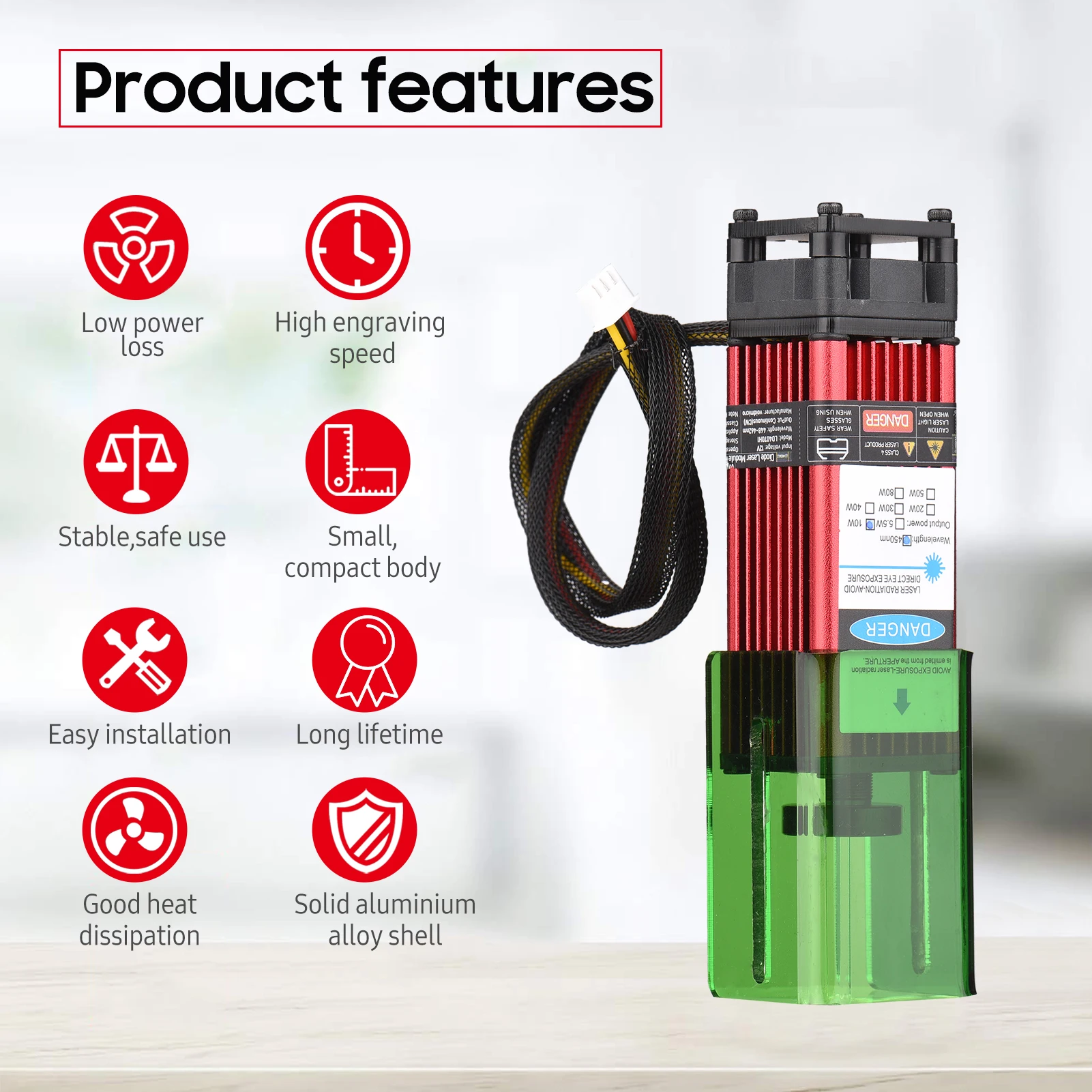 450nm Laser Module with Protective Cover Adjustable Focal Length Laser Engraving Head for Laser Engraver Cutter CNC Router