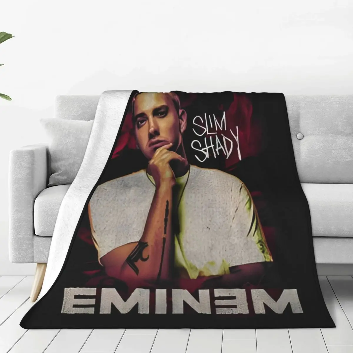 New Eminem Slim Shady Music Rap Blankets Lightweight Thin Flannel Cozy Throw Blankets Machine Washable