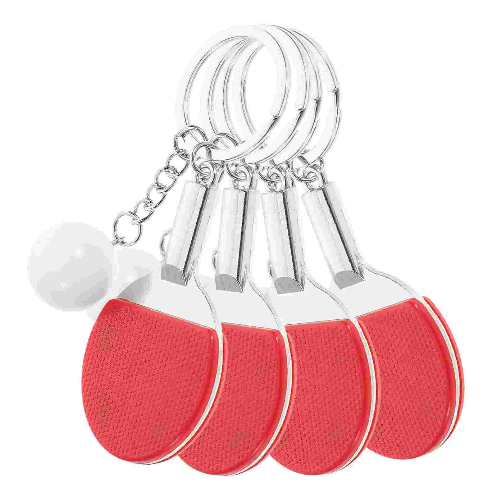 

4 Pcs Table Tennis Keychain Baseball Charm Racket Pendant Pingpong Accessories Mini Metal Badminton Keyring Softball