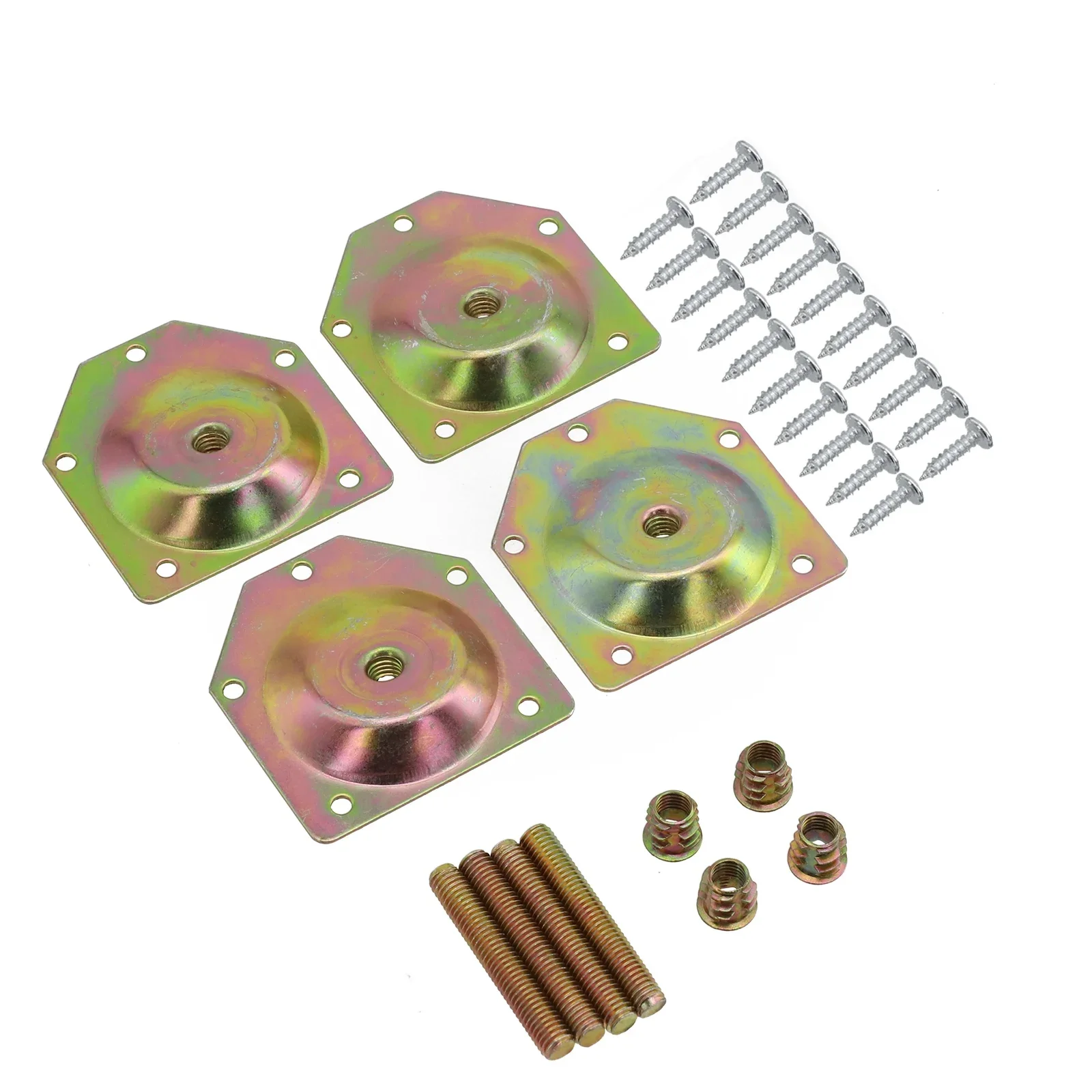 4Pcs Angled Leg Fixing Plate Matching Screw Nut Screw Sofa Iron Sheet Table Foot Connecting Gasket Inclined Iron Plate Nut Set