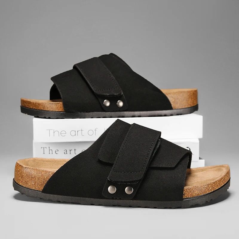 UYOYU 2025 Retro Cork Clogs Slippers For Men Fashion Women Mules Shoe with Arch Support Unisex Classic Beach Shoes Suede Sandals