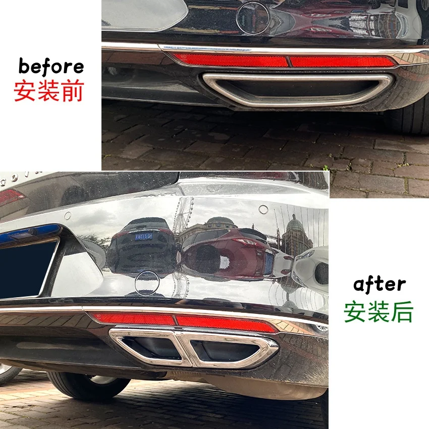 ABS Glossy black Car Rear Exhaust Muffler Tail Pipe Cover Trim Replacement For Volkswagen Passat B8 2017 2018 2019