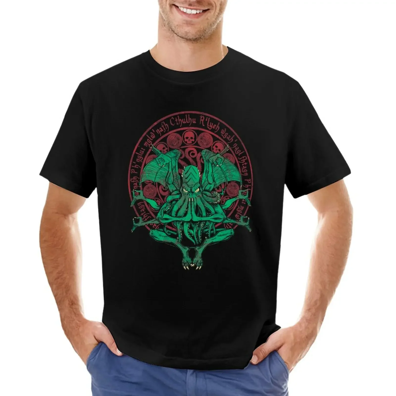 

The Idol Cthulhu God Art T-Shirt hippie clothes Aesthetic clothing mens cotton t shirts