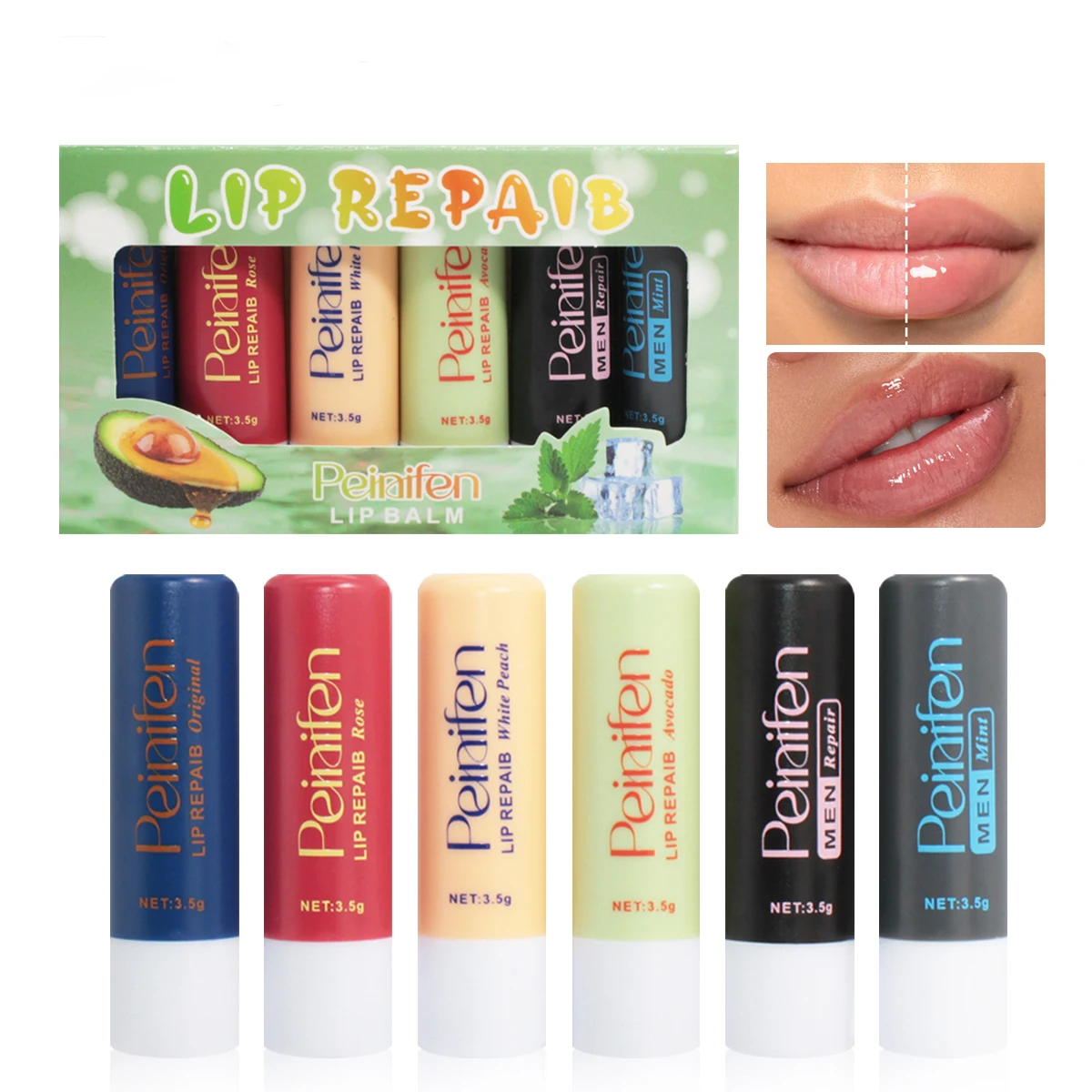 6-pack lippenstiftset hydraterend, blijvend, glad, gemakkelijk aan te brengen, niet vettig, licht, herfst en winter essentieel