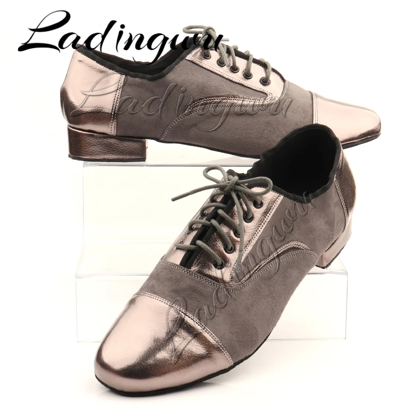 Ladingwu Men Dance Shoes Latin Ballroom dance shoes Modern Indoor Shoes Men Tango Shoes Dance Sneaker For Boy heeled 2.5cm