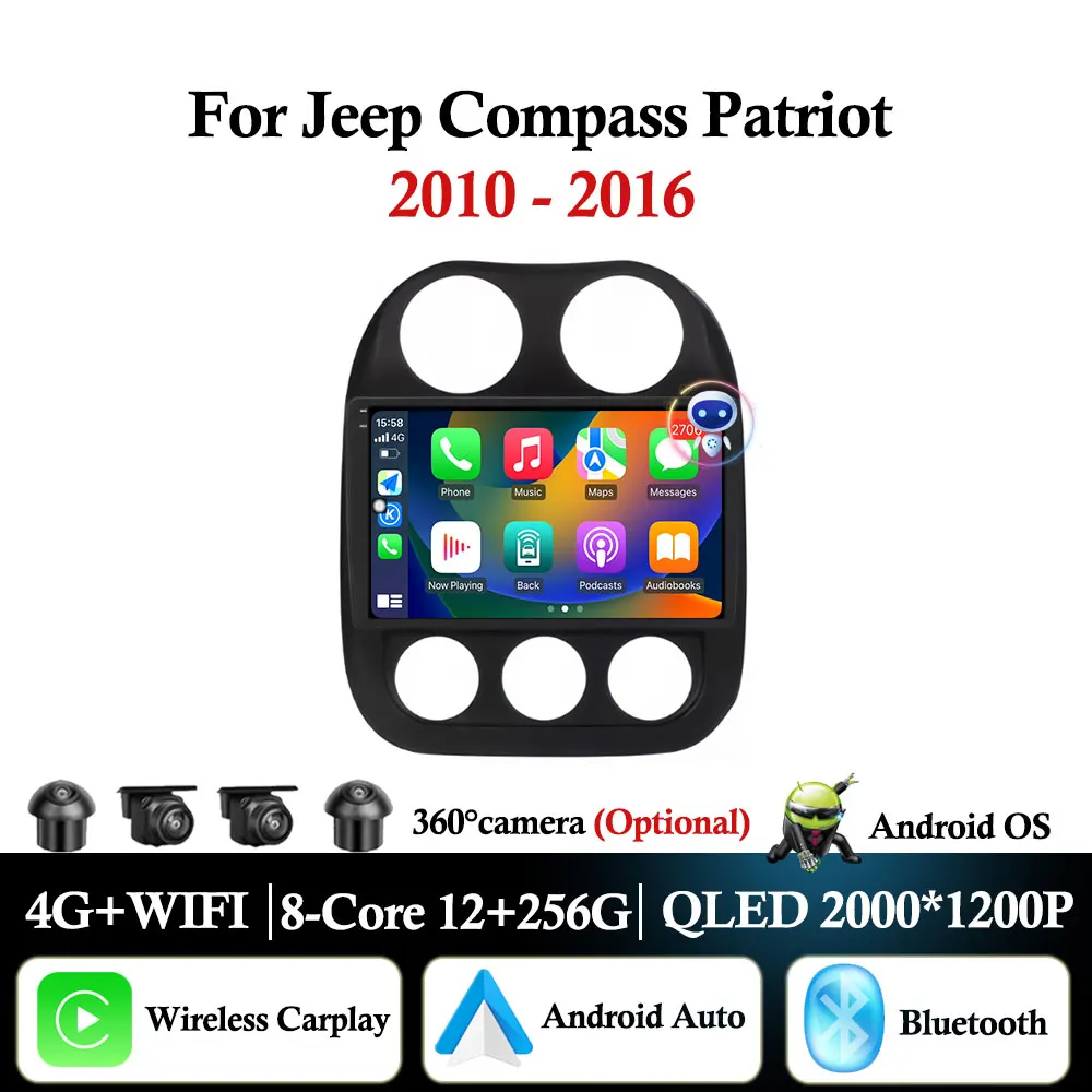 

Car Radio Multimedia Player For Jeep Compass Patriot 2010 - 2016 Android Auto DSP Stereo GPS Navigation Carplay BT WIFI+4G