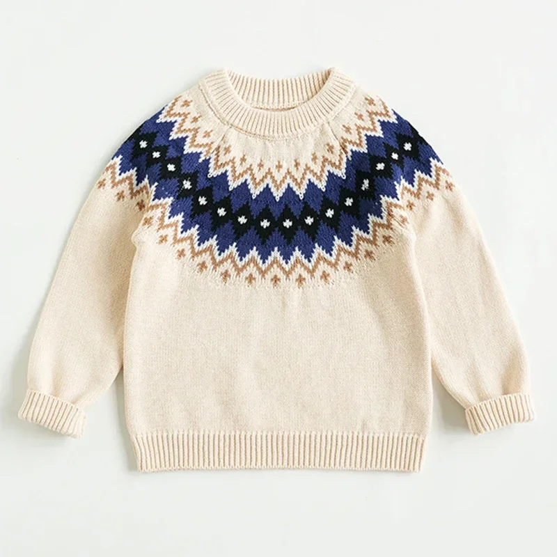 

Baby Sweater New Boys Girls Knit Pullover Children Winter Clothes Printing Cotton Sweatersuit Casual Chunky Cable Knit Clothes