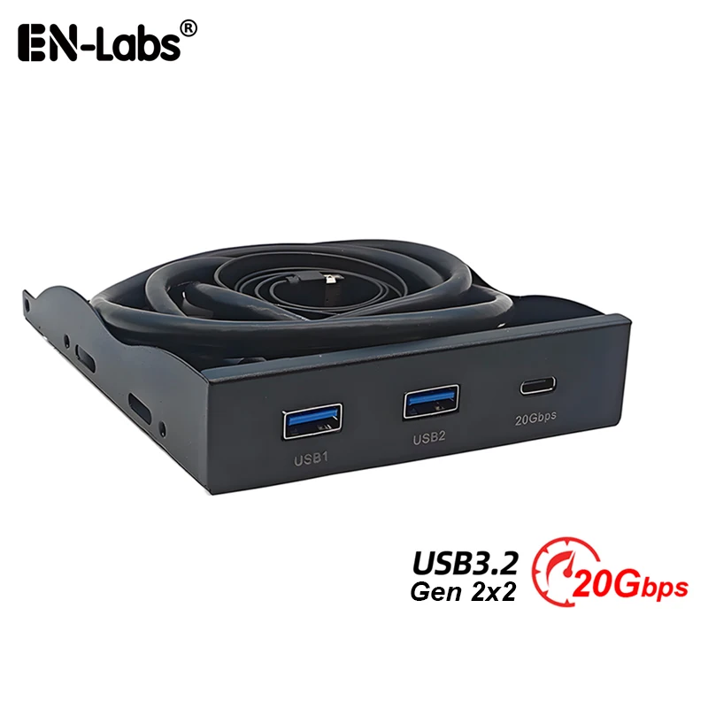 3.5 Inch USB-C Front Panel Hub of 20Gbps USB 3.2 Type-C and 2x USB 3.0 Ports, Motherboard USB 20-Pin,Type-E Headers Required