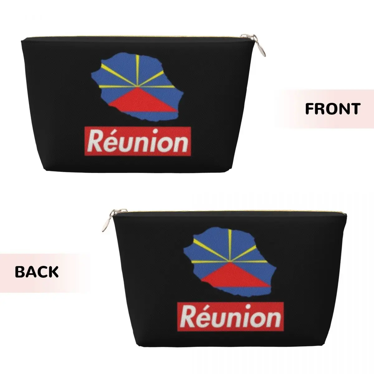 Custom 974 Reunion Island Map Flag Travel Toiletry Bag Women Reunionese Pride Makeup Cosmetic Organizer Beauty Storage Dopp Kit