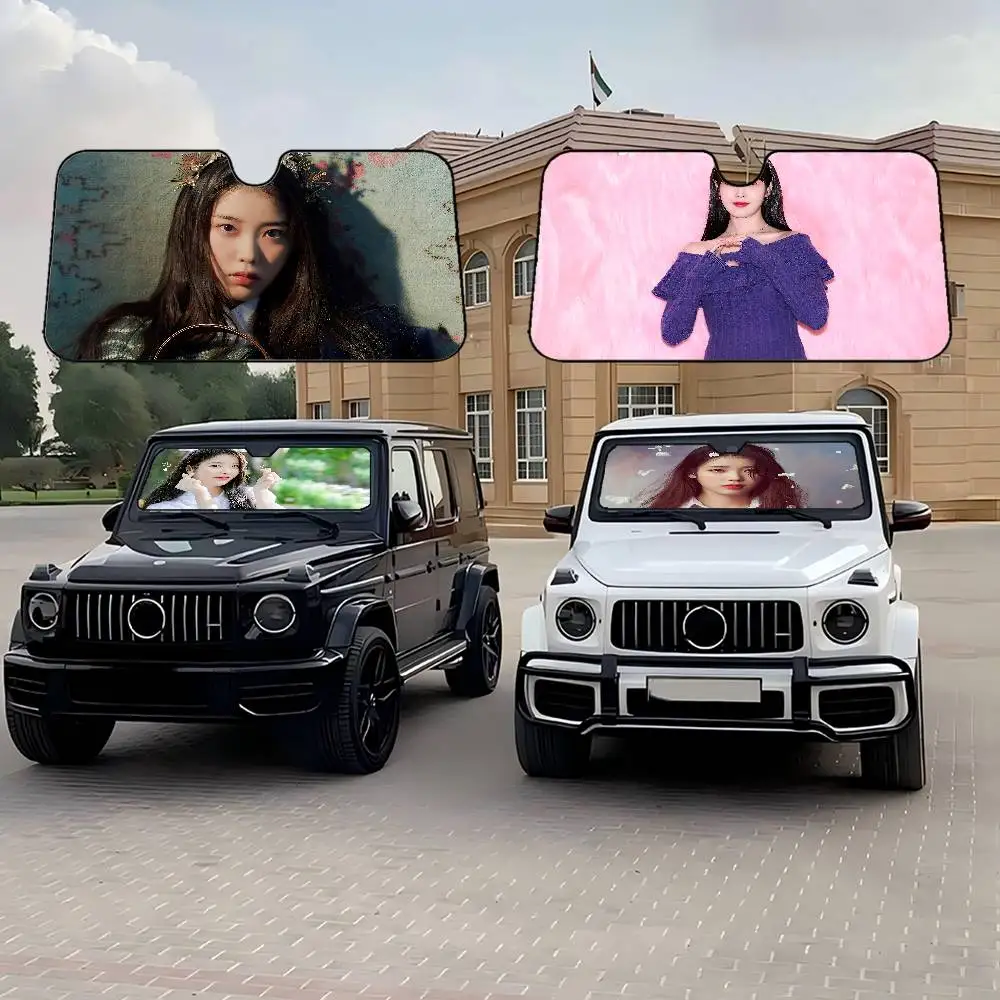 المغني I-IU سيارة الشمس الظل نافذة أمامية ظلة لمعظم سيارات السيدان SUV كتل ماكس الأشعة فوق البنفسجية إبقاء سيارتك باردة