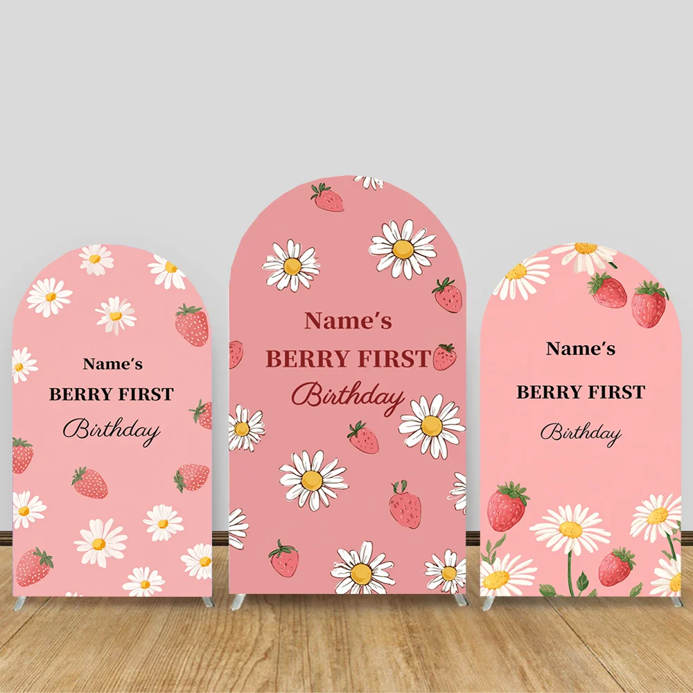 

Daisy Flower Pink Love Arch Backdrop Cover Girl Birthday Party Custom Baby Shower Photography Background Decor Elastic Fabric