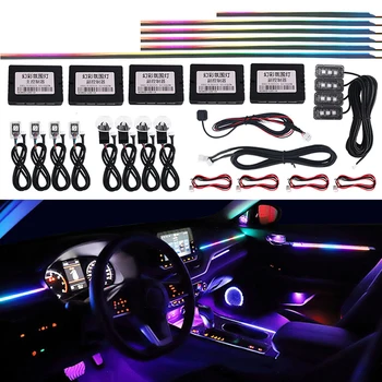 18 In 1 Symfonie Omgevingslicht Voor Auto-Accessoires Interieur Rgb Neon Strip Full Colors Decoratie Sfeer Verlichting Kit Per App