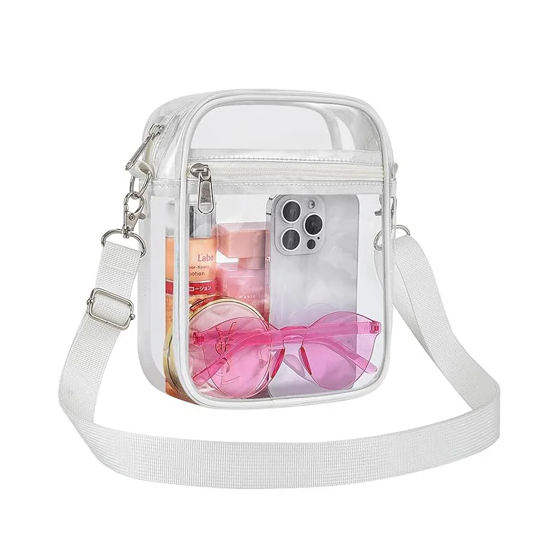 

Women Clear Shoulder Bag PVC Concert Transparent Purse Simple Crossbody Bag With Front Pocket Stadium Approved Casual Handbag