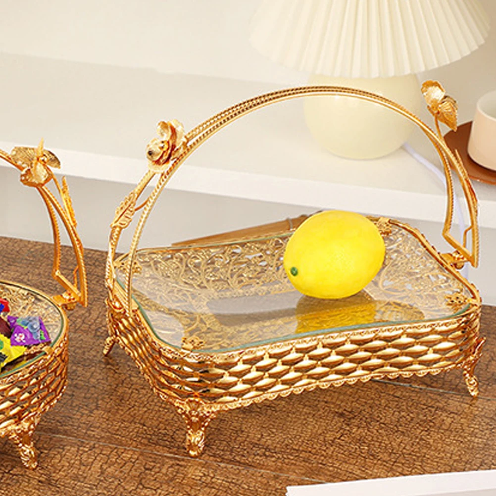 

Fruit Basket Handheld Iron Storage Container Kitchen Large Capacity Wire Basket Home Hotel Decor Snack Bread Holder