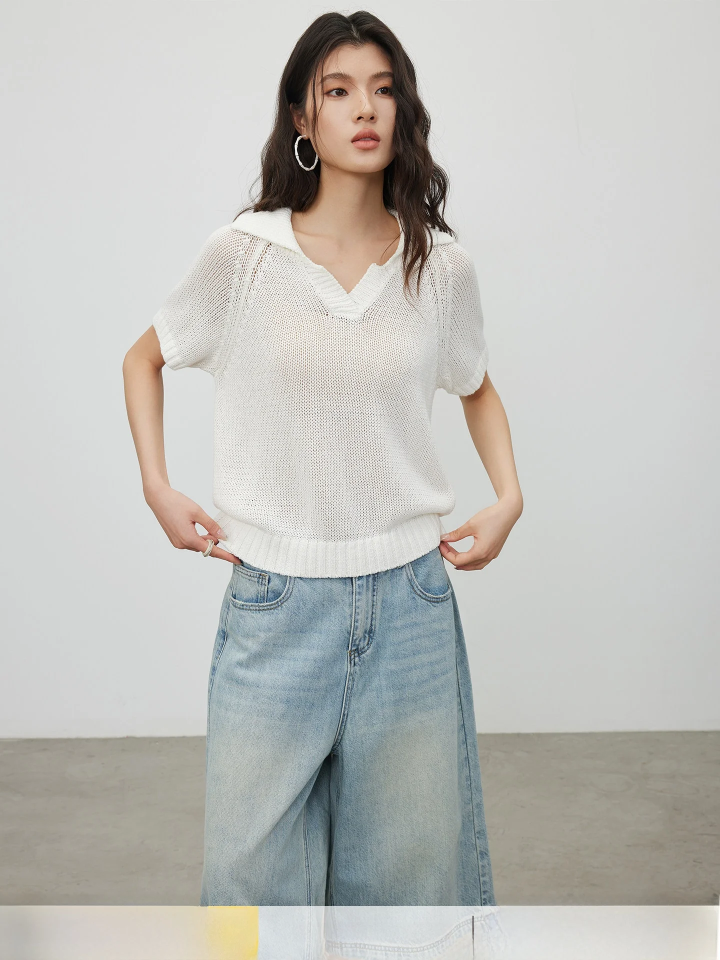 

Футболка KEARA свободного кроя с коротким рукавом, ажурная, повседневная, тонкая, весенне-летняя, женская, модная, для бизнеса и отдыха